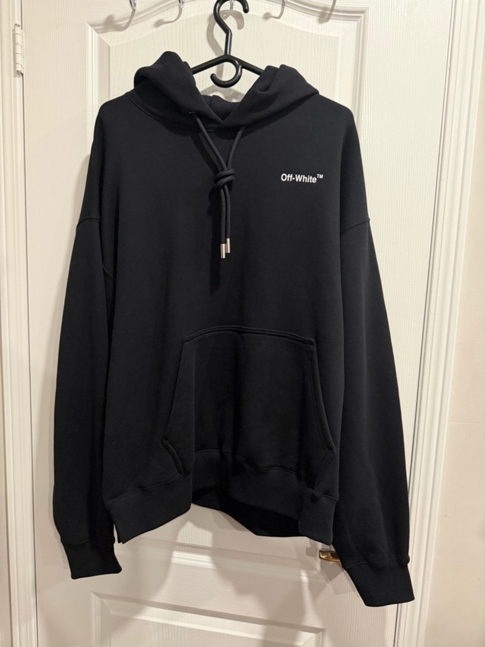 Off-White Black Pullover Hoodie with Subtle Logo